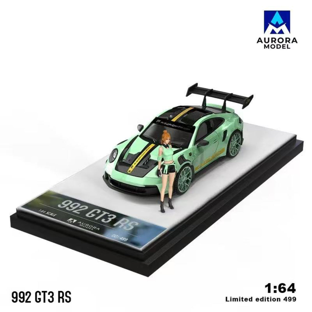 [Preorder] Aurora Model 1:64 Porsche 992 GT3 RS Mint Green and White Gold (4 Versions)