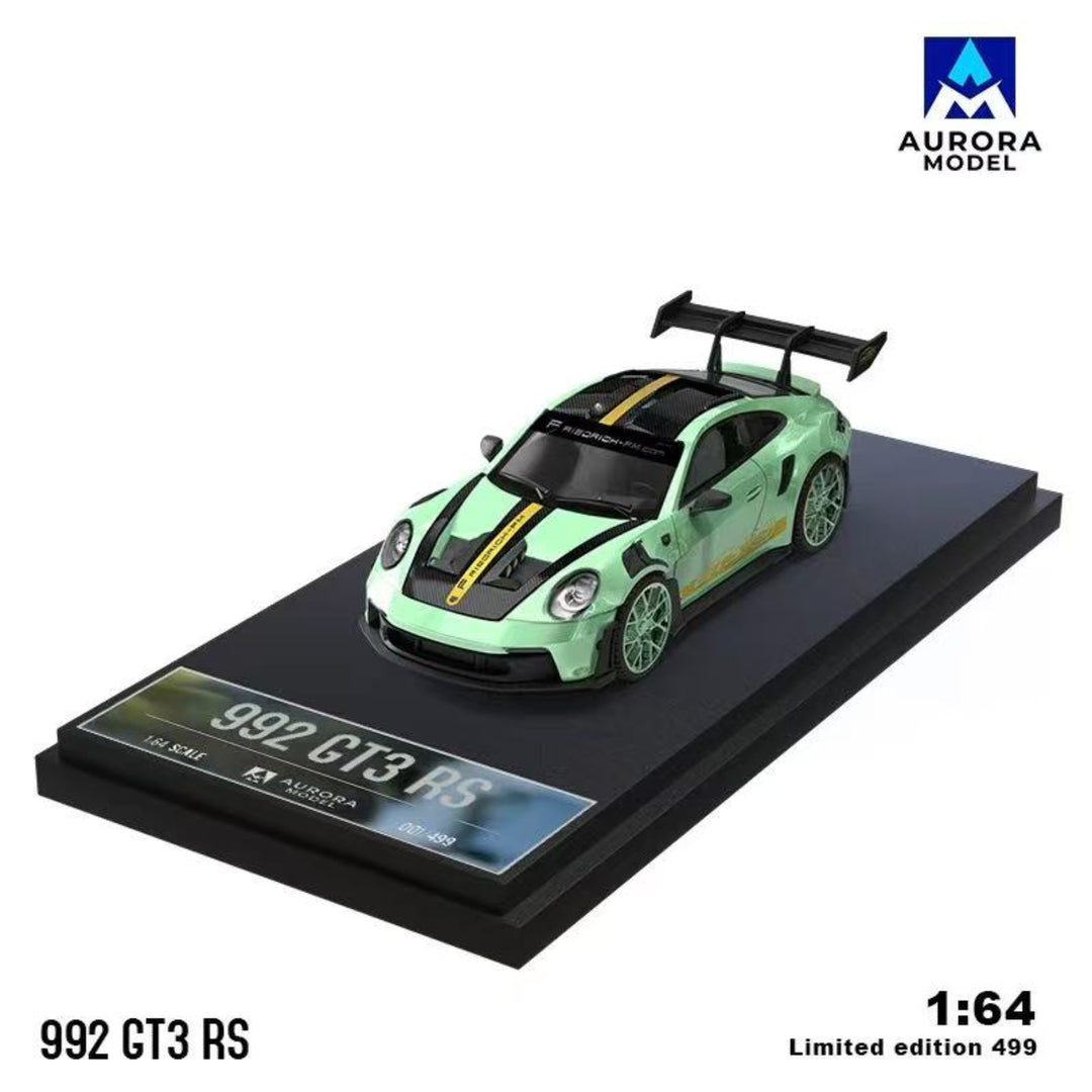 [Preorder] Aurora Model 1:64 Porsche 992 GT3 RS Mint Green and White Gold (4 Versions)