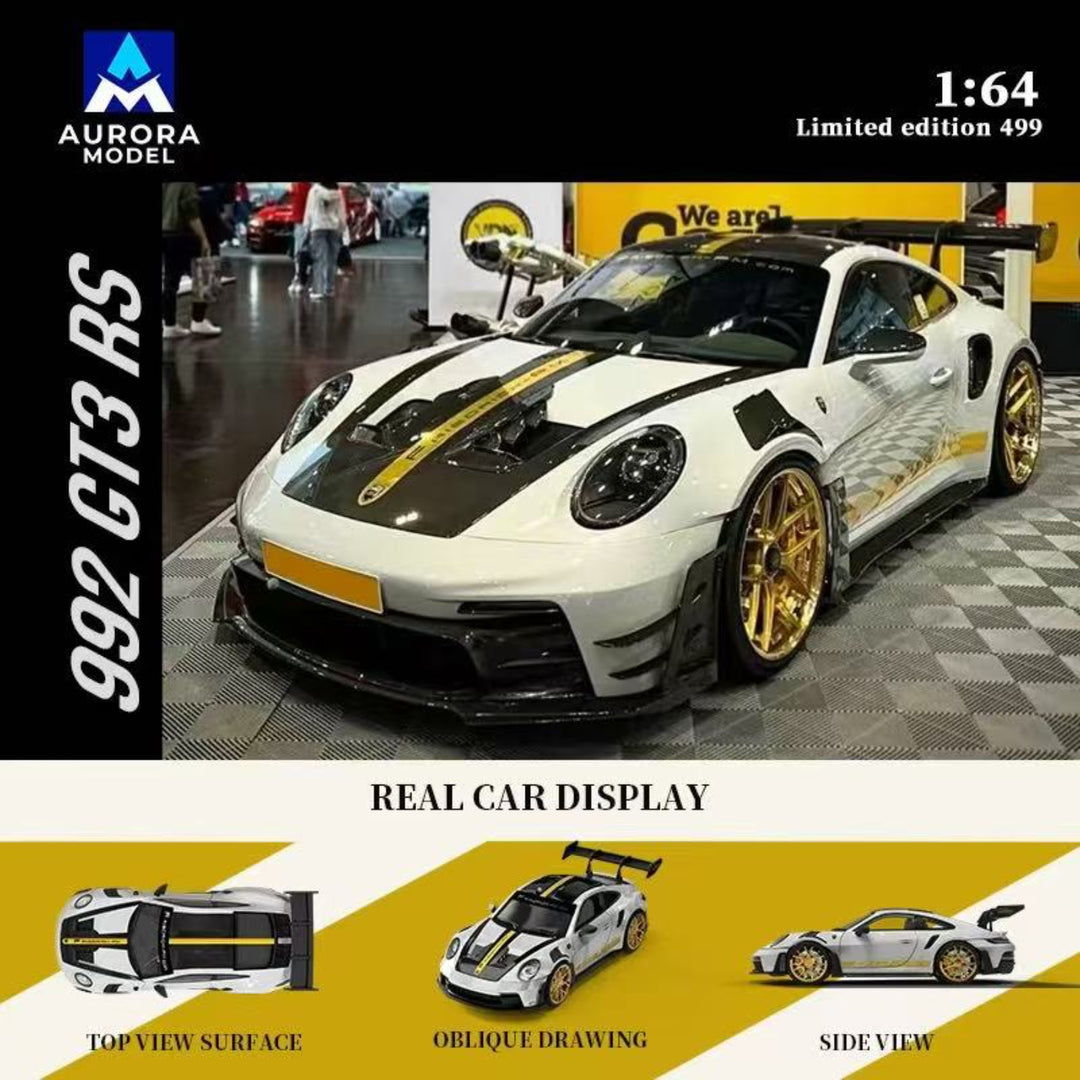 [Preorder] Aurora Model 1:64 Porsche 992 GT3 RS Mint Green and White Gold (4 Versions)