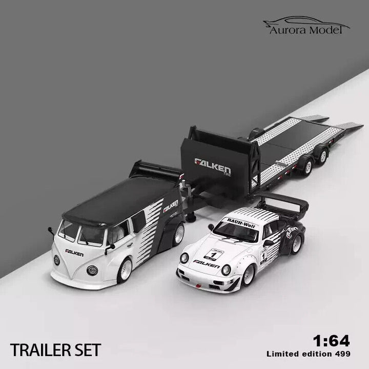 Aurora Model 1:64 Porsche 964 Black and white Falken livery