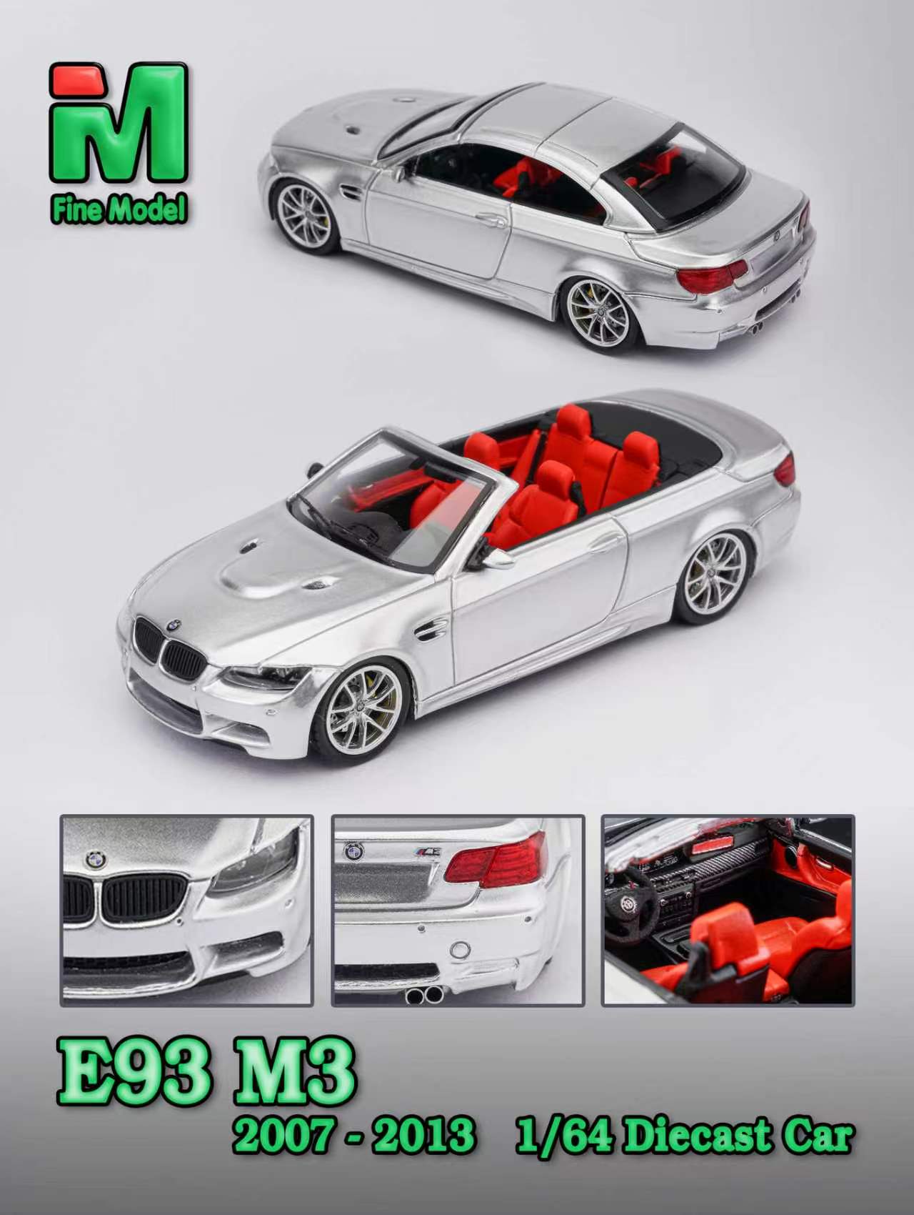 Preorder] Fine Model 1:64 BMW M3 E93 (4 Colours) – Horizon Diecast