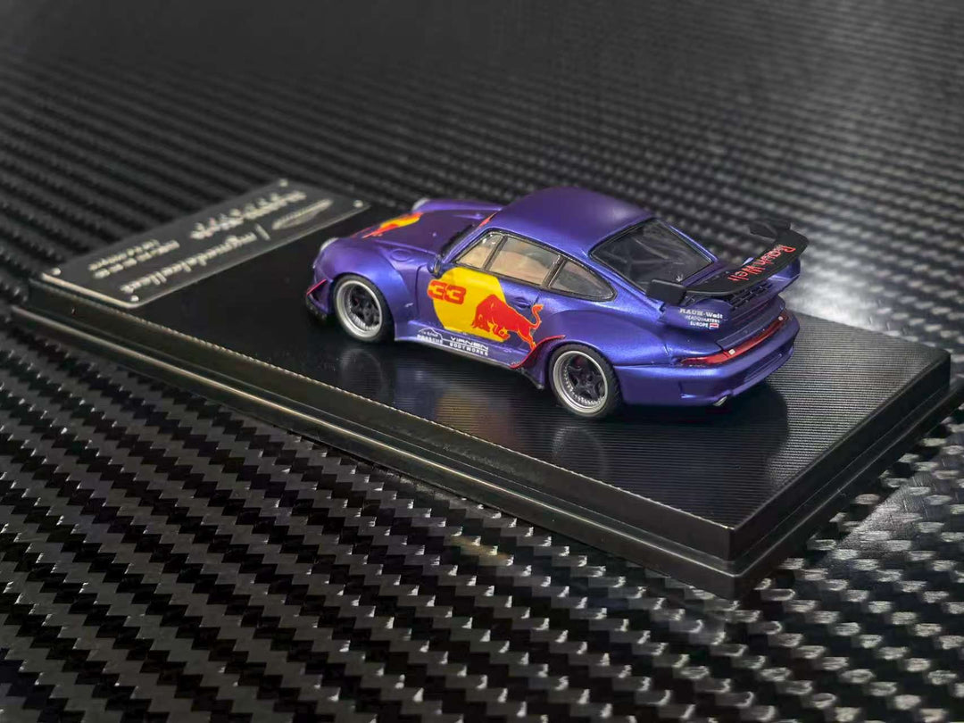 [Preorder] Model Collect 1:64 Porsche RWB993 High Wing Matte Purple Red Bull Livery MC640023T