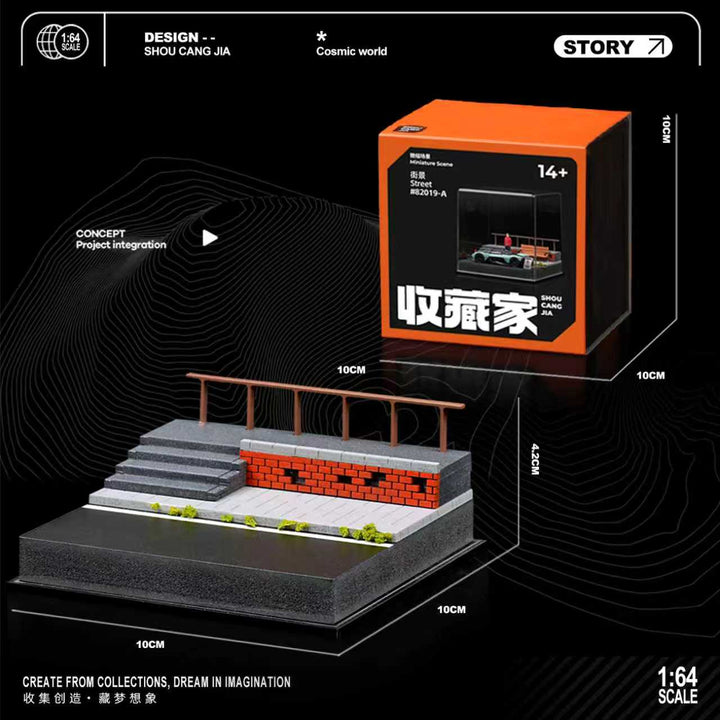 [Preorder] SHOU CANG JIA 1:64 STREET CORNER SCENE WITH PERIMETER WALL  SCJ-82019-A