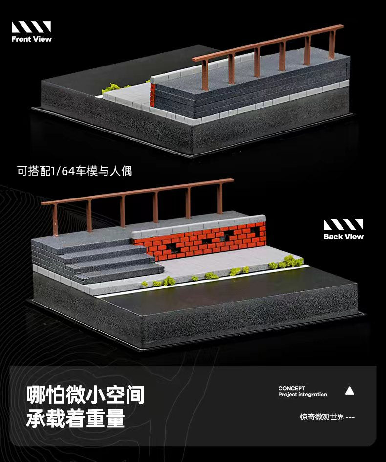 [Preorder] SHOU CANG JIA 1:64 STREET CORNER SCENE WITH PERIMETER WALL  SCJ-82019-A