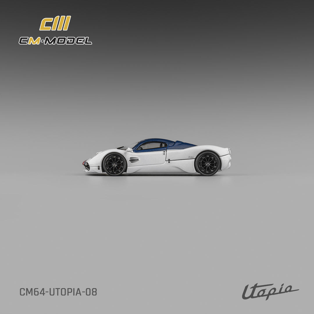 [Preorder] CM Model 1:64 "Pagani Utopia Bianco Benny with Blu Francia Carbon & Rosso Monza Stripe  CM64-Utopia-08