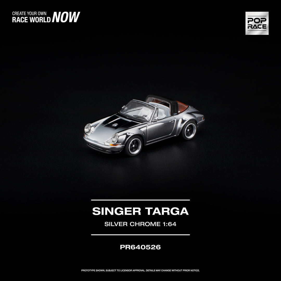 [Preorder] POPRACE 1:64 Porsche SINGER TARGA SILVER CHROME PR640526