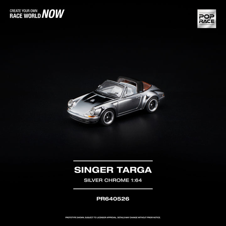 [Preorder] POPRACE 1:64 Porsche SINGER TARGA SILVER CHROME PR640526