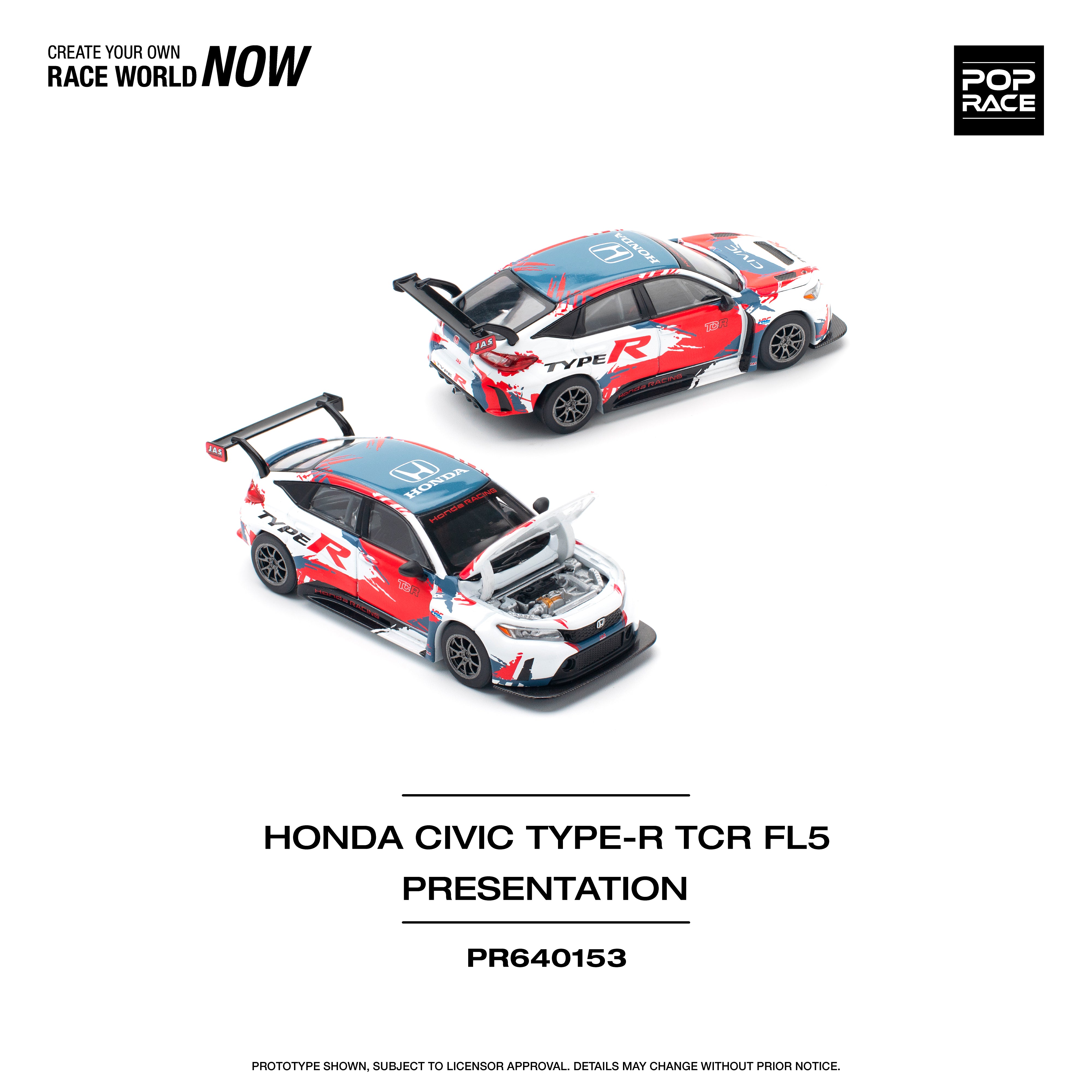 ポポ POPRACE 1:64 HONDA CIVIC TYPE-R (FL5) TCR - PRESENTATION PR640153