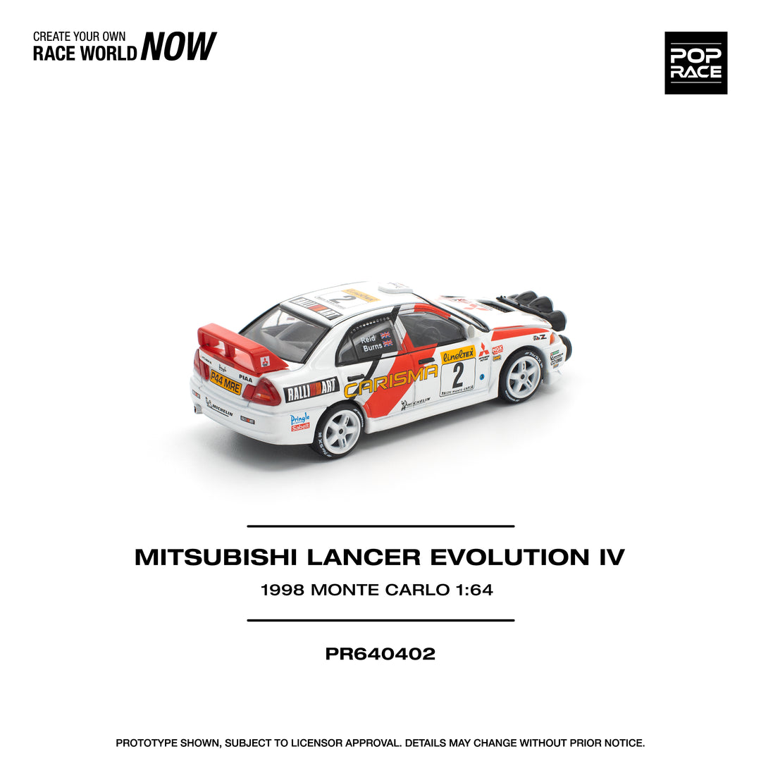 [Preorder] POPRACE 1:64 Mitsubishi Lancer Evolution IV - 1998 Monte Carlo Rally PR640402