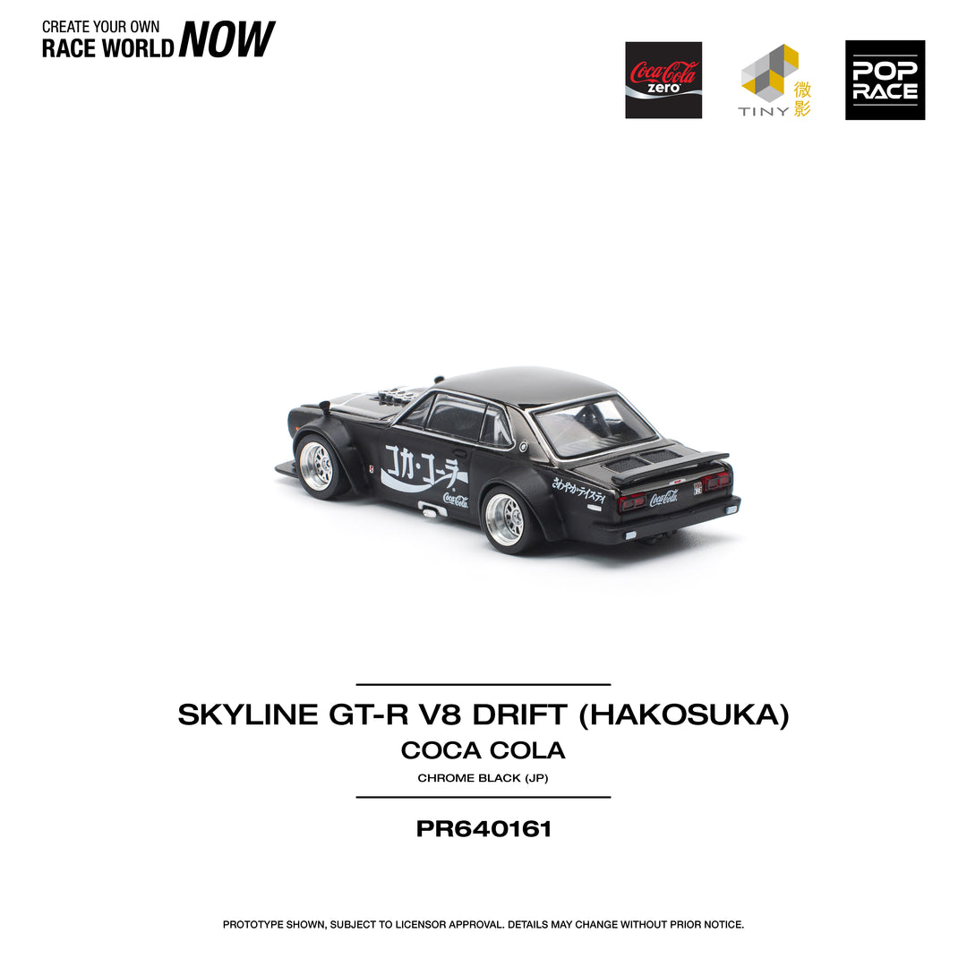 [Preorder] POPRACE 1:64 SKYLINE GT-R DRIFT (HAKOSUKA) - COCA COLA ZERO JP BLACK CHROME