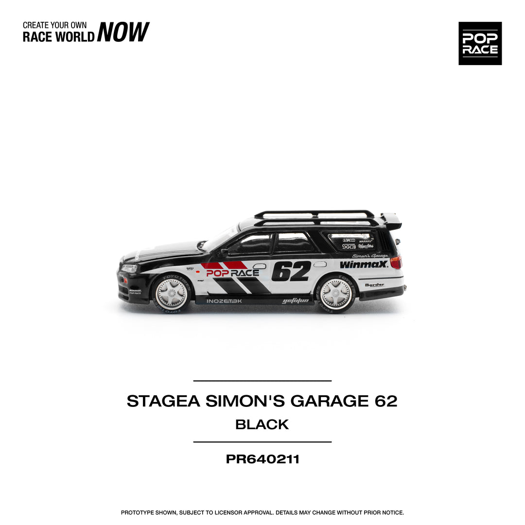 [Preorder] POPRACE 1:64 NISSAN STAGEA SIM0N'S GARAGE #62 - BLACK