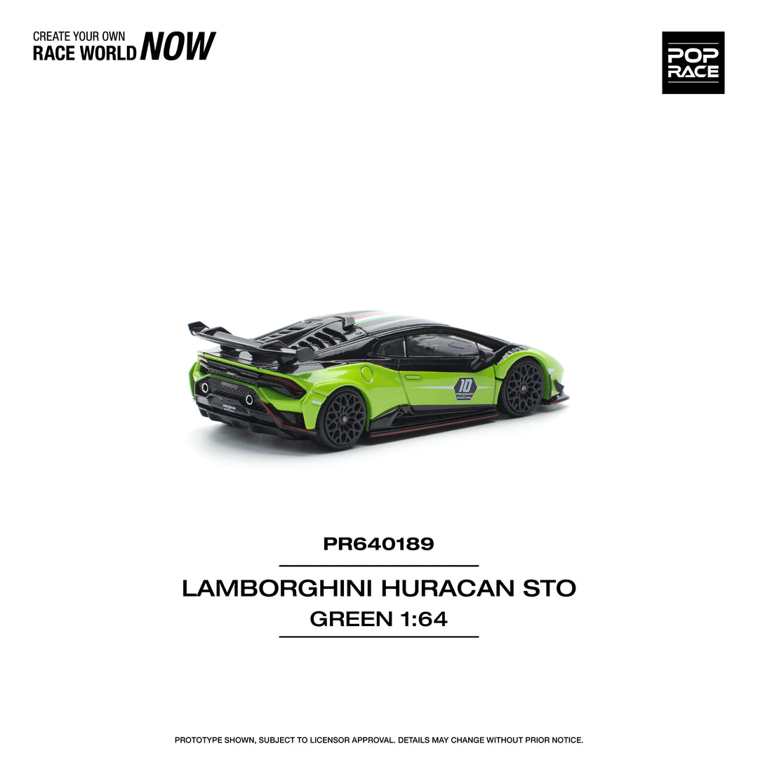 [Preorder] POPRACE 1:64 LAMBORGHINI HURACAN STO (LP640-2) 10 ANNIVERSARIO - GREEN/BLACK