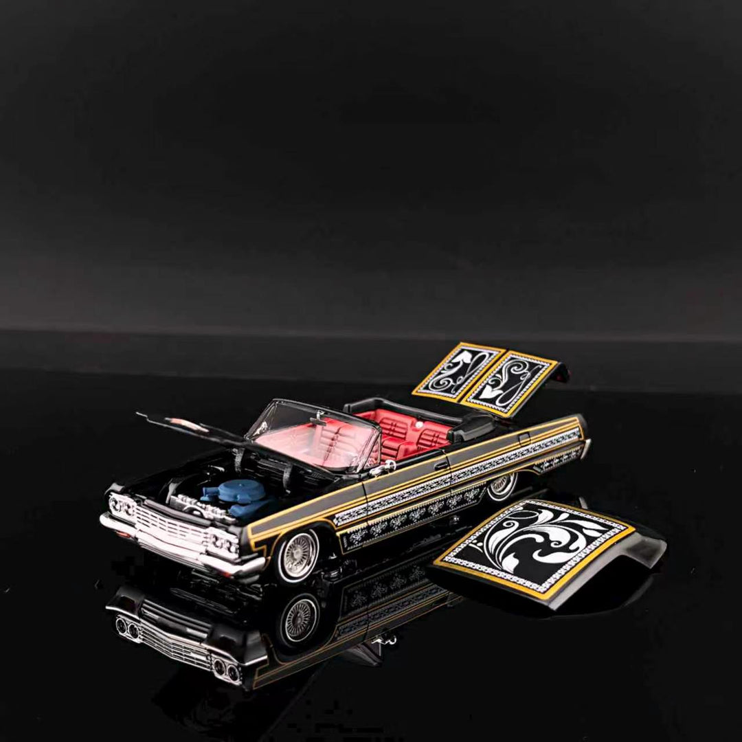 [Preorder] Fine Works 1:64 Chevrolet Impala Lowrider Black Gold Bouncing Car (2 Versions)