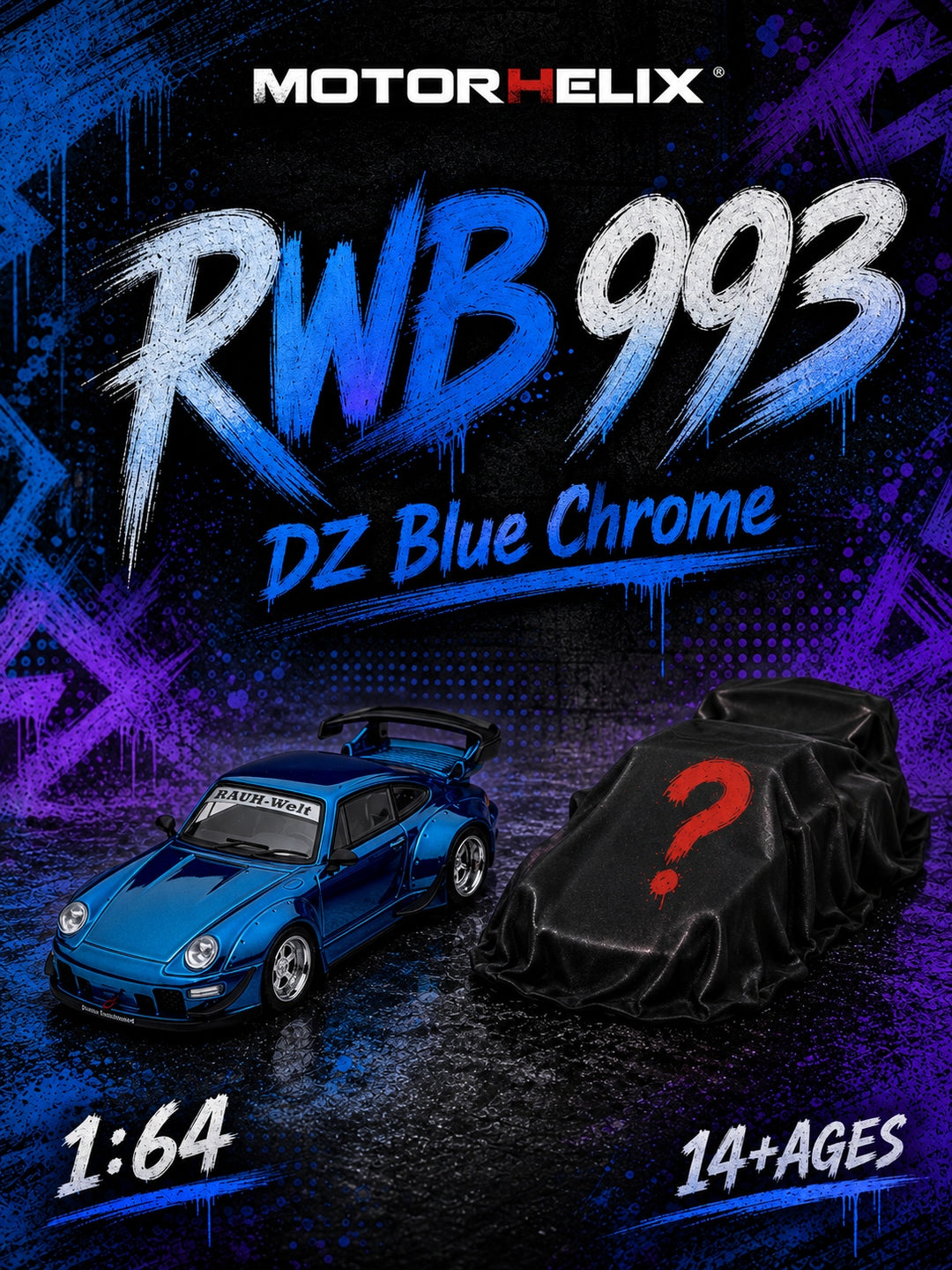 [Preorder] MOTORHELIX 1:64 Porsche RWB 993 Chrome Blue M62211DZ-YJ
