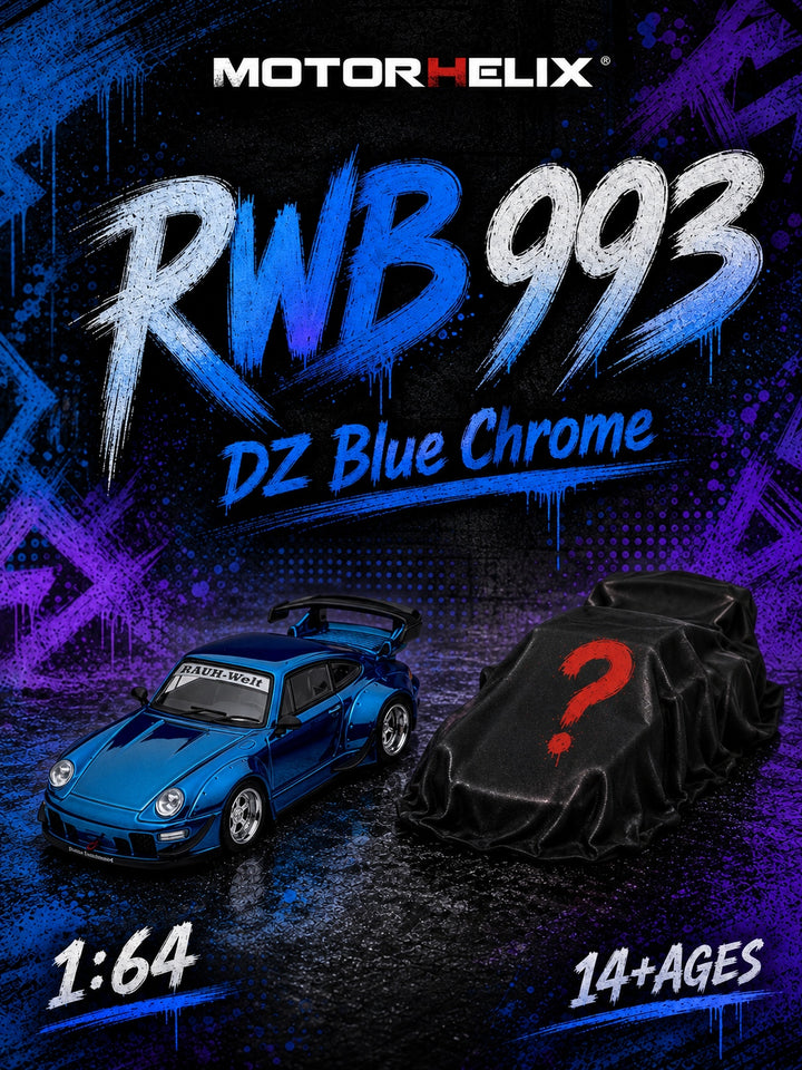 [Preorder] MOTORHELIX 1:64 Porsche RWB 993 Chrome Blue M62211DZ-YJ
