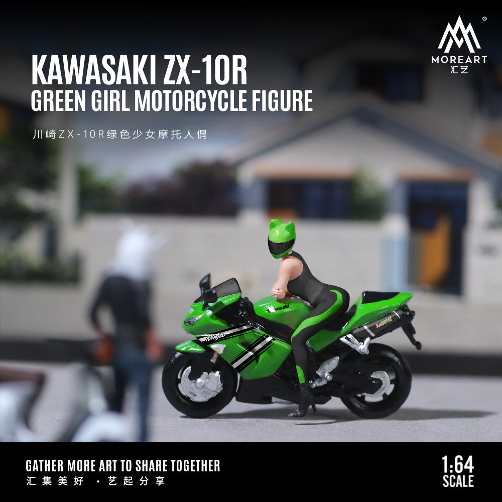 MoreArt 1:64 KAWASAKI ZX-10R Green Girl Motorcycle Doll MO222098
