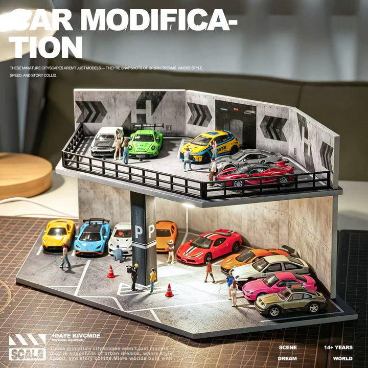 [Preorder] SHOU CANG JIA 1:64 INDUSTRIAL DOUBLE-DECK PARKING GARAGE SCJ-82079