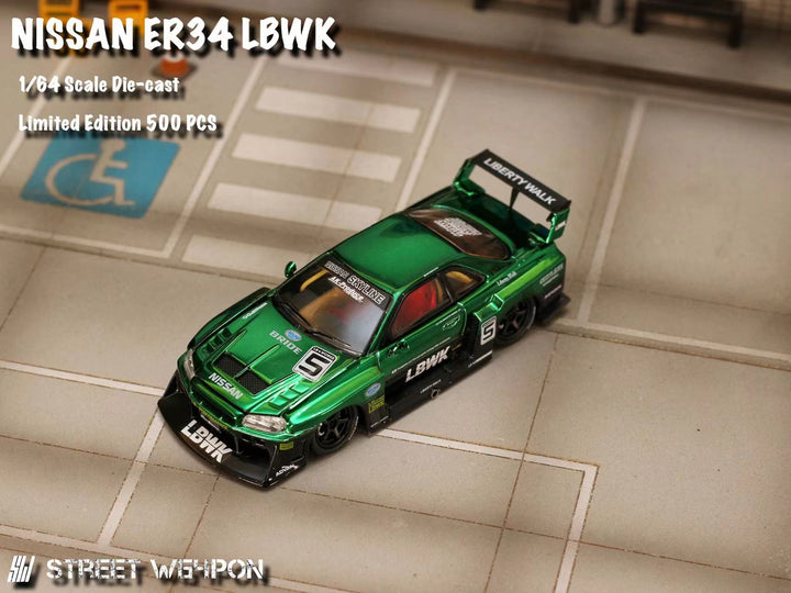 [Preorder] Street Weapon 1:64 NISSAN LBWK ER34 Special Edition - Chrome Green