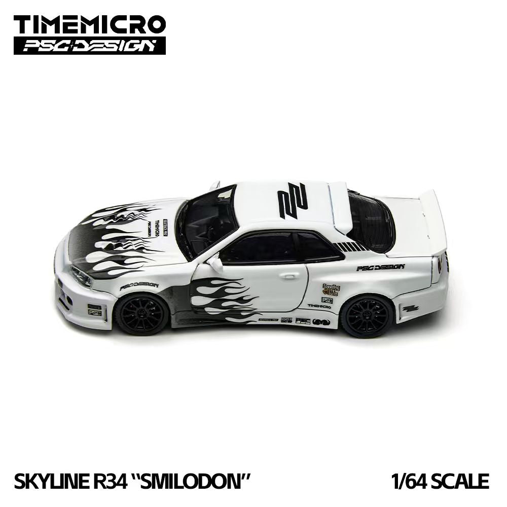 [Preorder] TimeMicro × PSC DESIGN 1:64 Nissan R34 "Smilodon" Black &amp; White TM648401