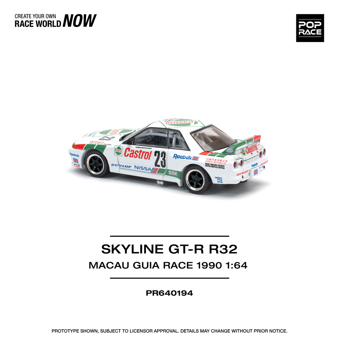 [Preorder] POPRACE 1:64 Nissan Skyline GT-R R32 MACAU GUIA RACE 1990 WINNER White