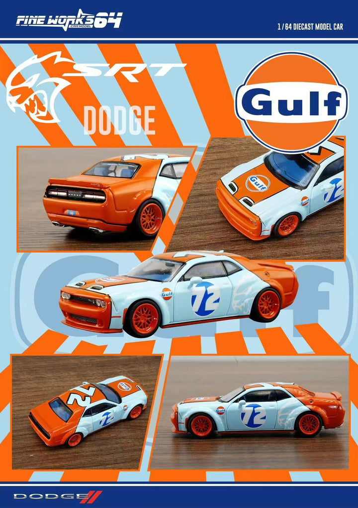 [Preorder] Fine works64 1:64 Dodge Challenger SRT Hellcat - Gulf Livery