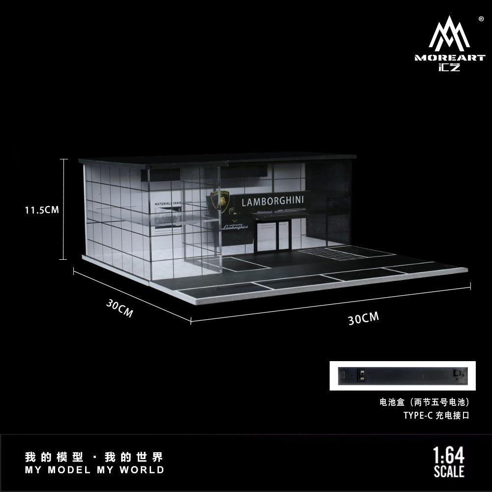 [Preorder] MoreArt 1:64 TWO-LAYER ASSEMBLY SHOWROOM LAMBORGHINI SHOP MO936013