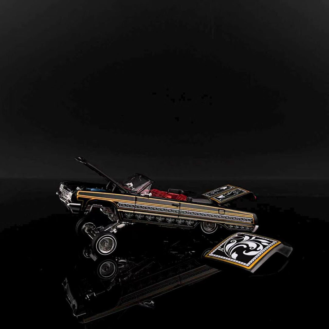 [Preorder] Fine Works 1:64 Chevrolet Impala Lowrider Black Gold Bouncing Car (2 Versions)