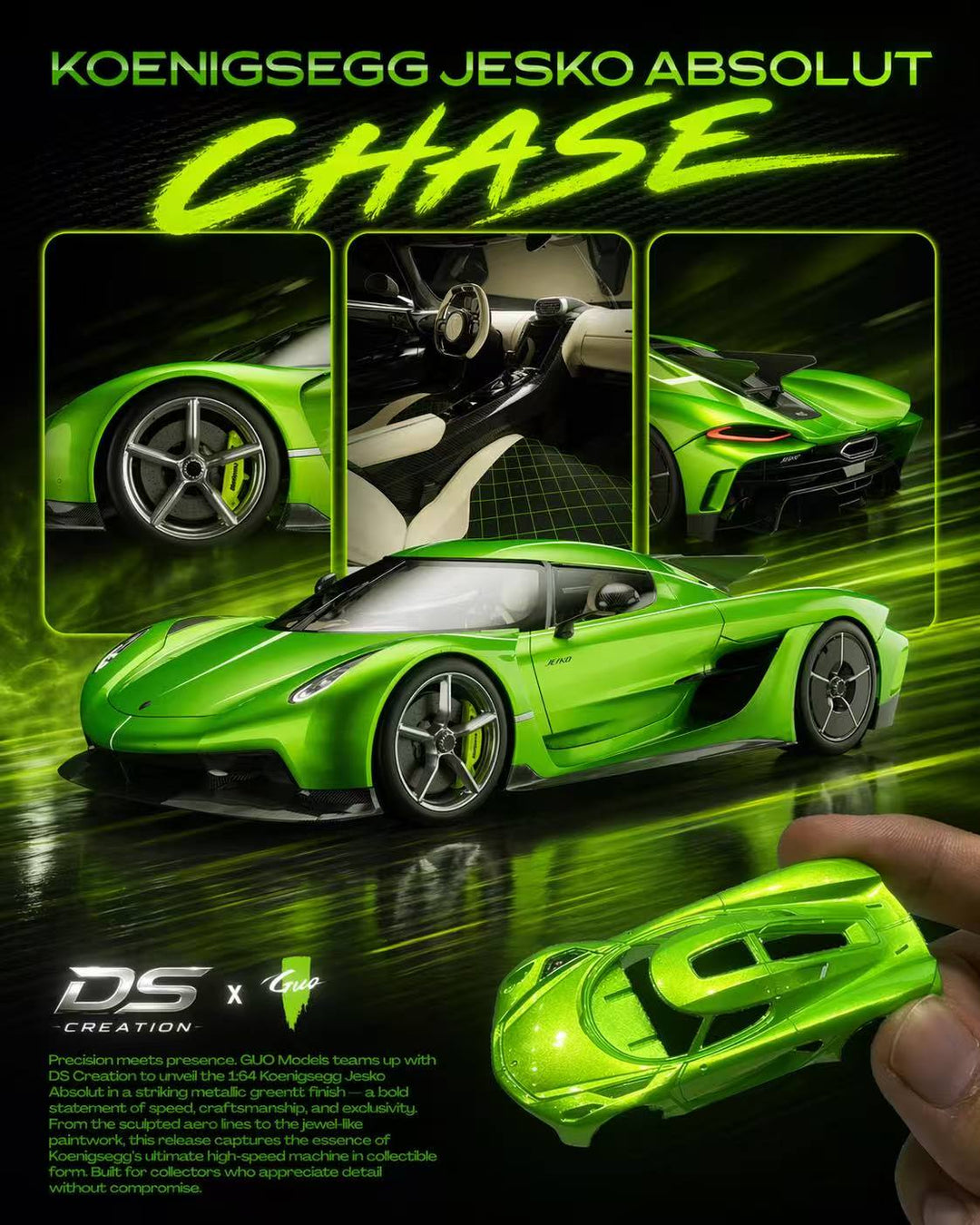 [Preorder] Guo x DS Creation 1:64 Koenigsegg Jesko Absolut (3 Versions)