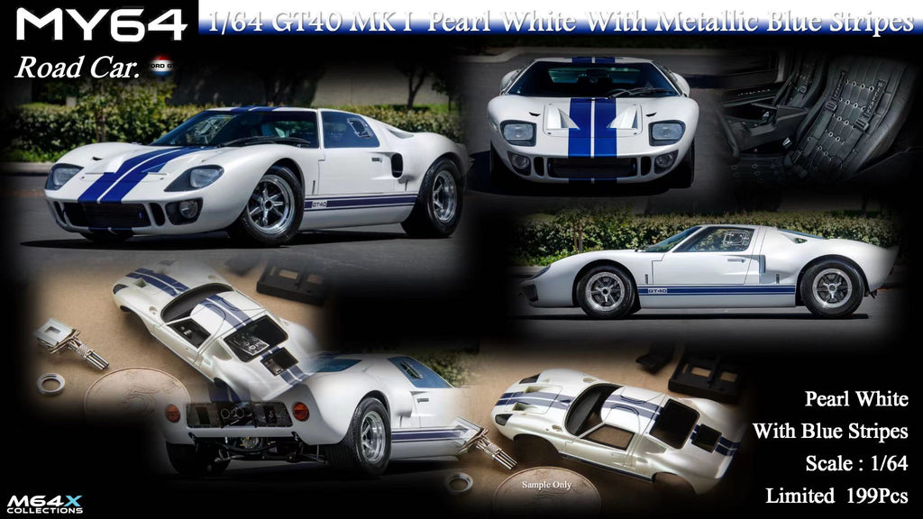 MY64 X M64X 1:64 Ford GT40 MKI Pearl White With Metallic