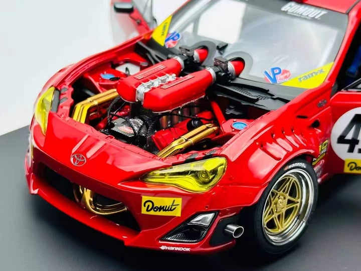 Official Product 1:18 458 V8-swapped 86 Red GUMOUT livery