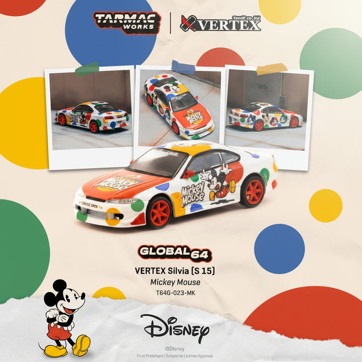 [Preorder] Tarmac Works 1:64 VERTEX Nissan Silvia (S15) Mickey Mouse T64G-023-MK