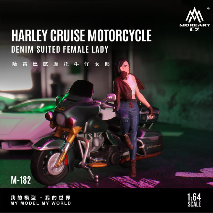 [Preorder] MoreArt 1:64 HARLEY CRUISE MOTORCYCLE DENIM SUITED FEMALE LADY MO222182