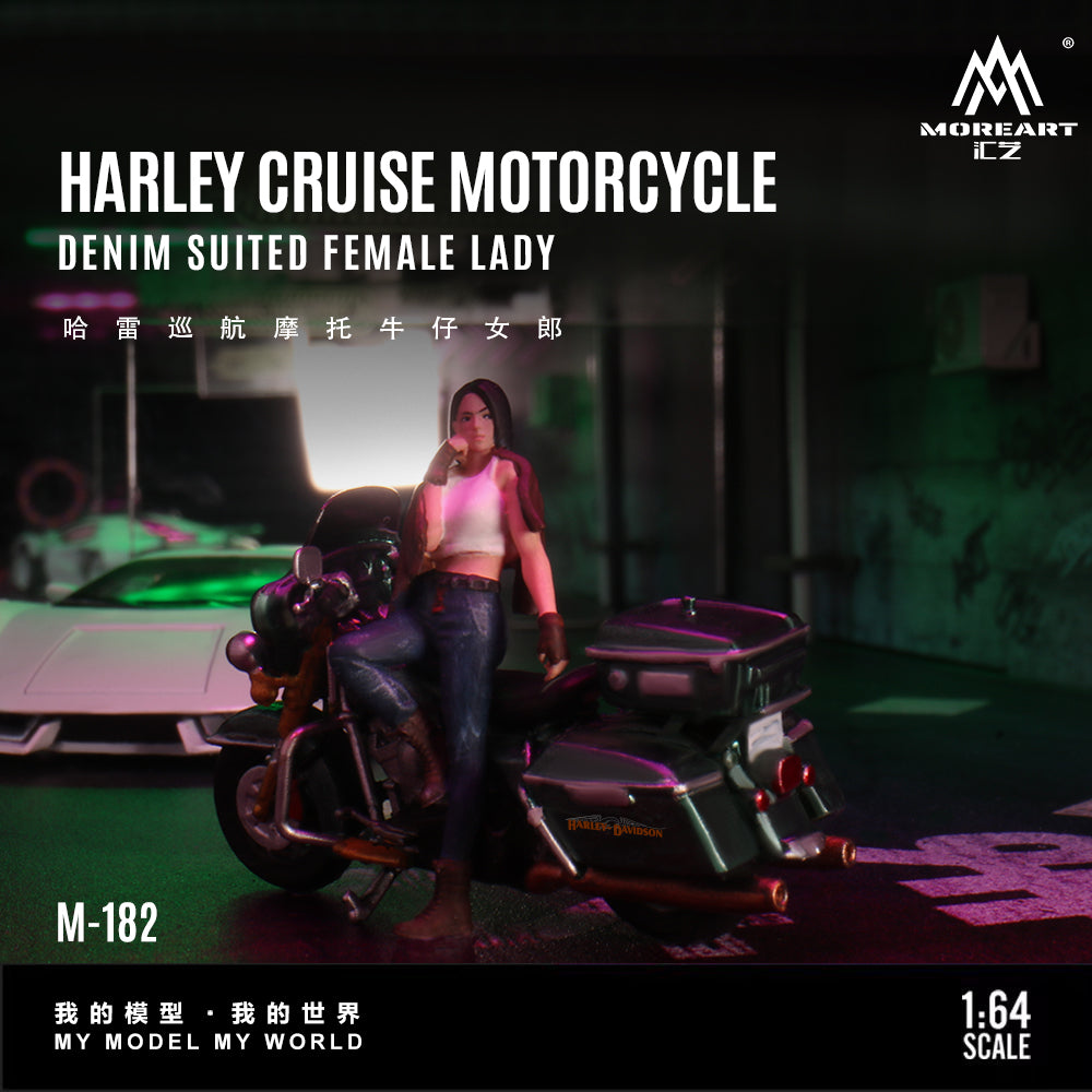 [Preorder] MoreArt 1:64 HARLEY CRUISE MOTORCYCLE DENIM SUITED FEMALE LADY MO222182