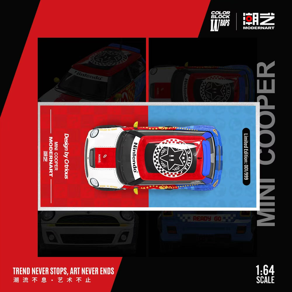 [Preorder] ModernArt X Color Block Wraps 1:64 Mini Cooper Mario Livery (3 Versions)