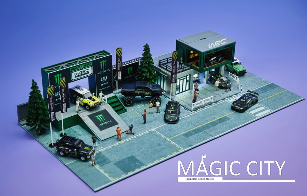 Magic City 1:64 Diorama Monster WRC World Rally Championship Garage Scene 110070