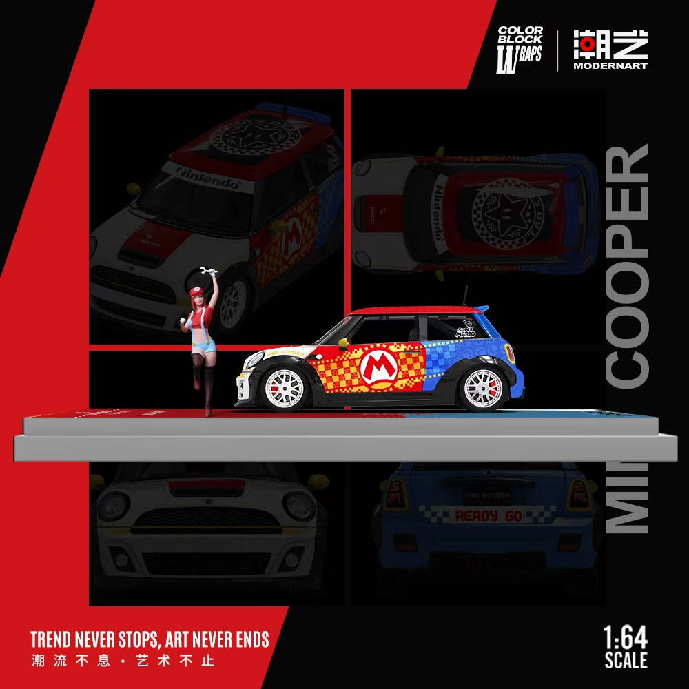 [Preorder] ModernArt X Color Block Wraps 1:64 Mini Cooper Mario Livery (3 Versions)