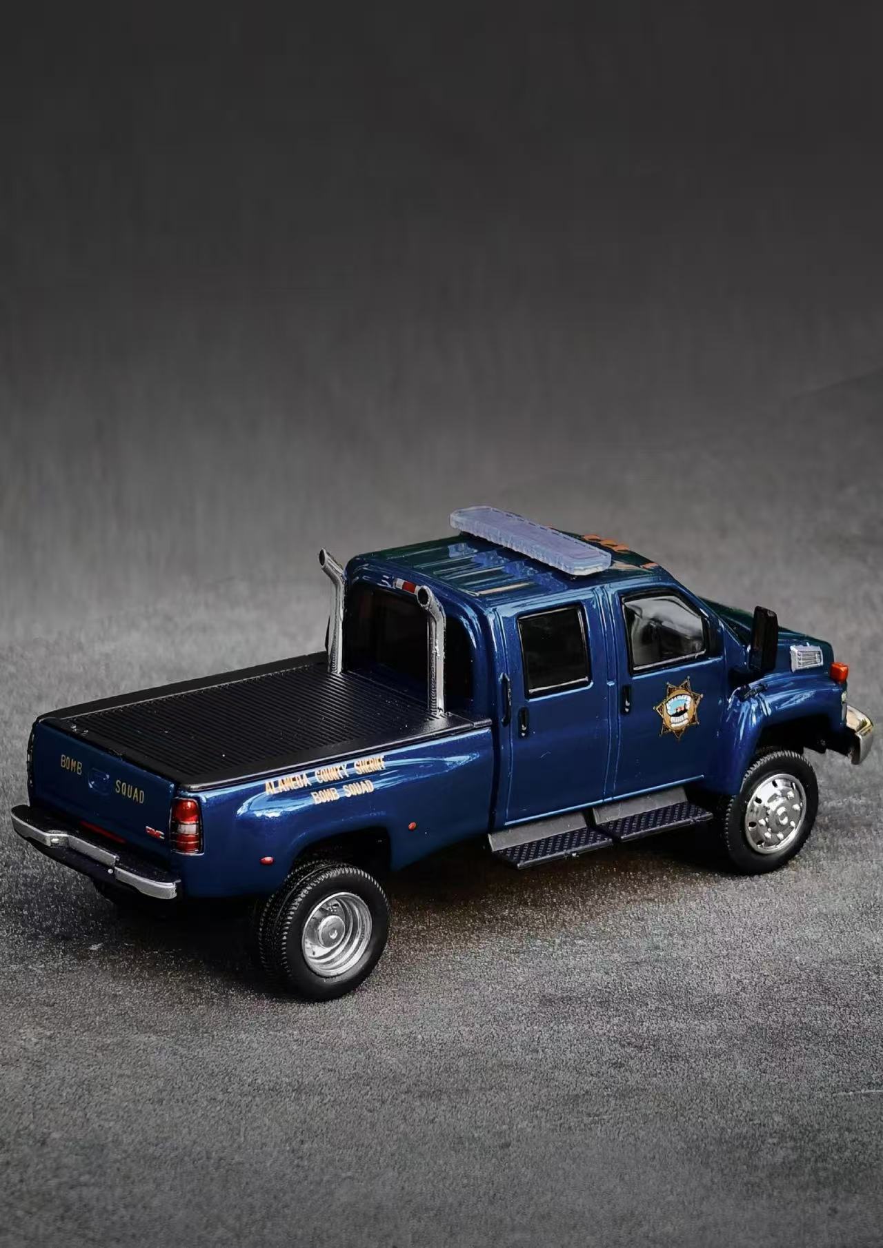 MK Miniatures 1:64 GMC TOP KICK PICK UP POLICE TRUCK - Metallic