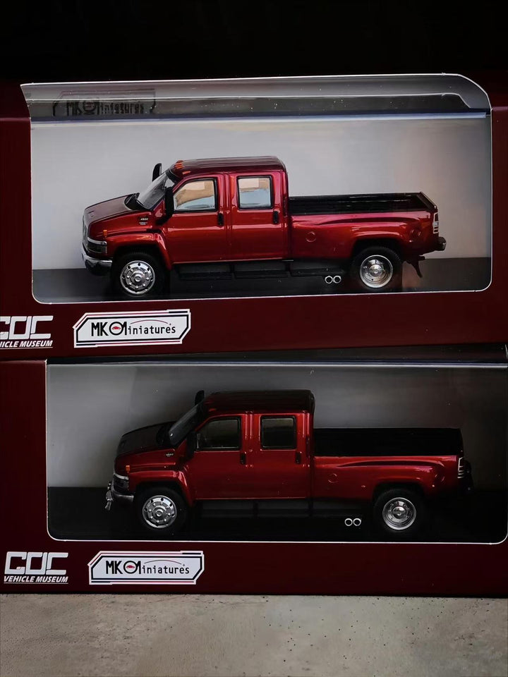 [Preorder] MK Miniatures X GOC 1:64 GMC TOP PICK UP TRUCK and Chevrolet KODIAK Metallic Red (2 Versions)