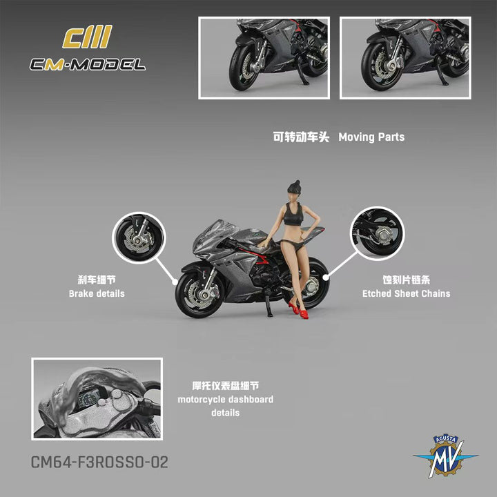 [Preorder] CM Model 1:64 MV Agusta F3rosso Metallic gray CM64-F3Rosso-02