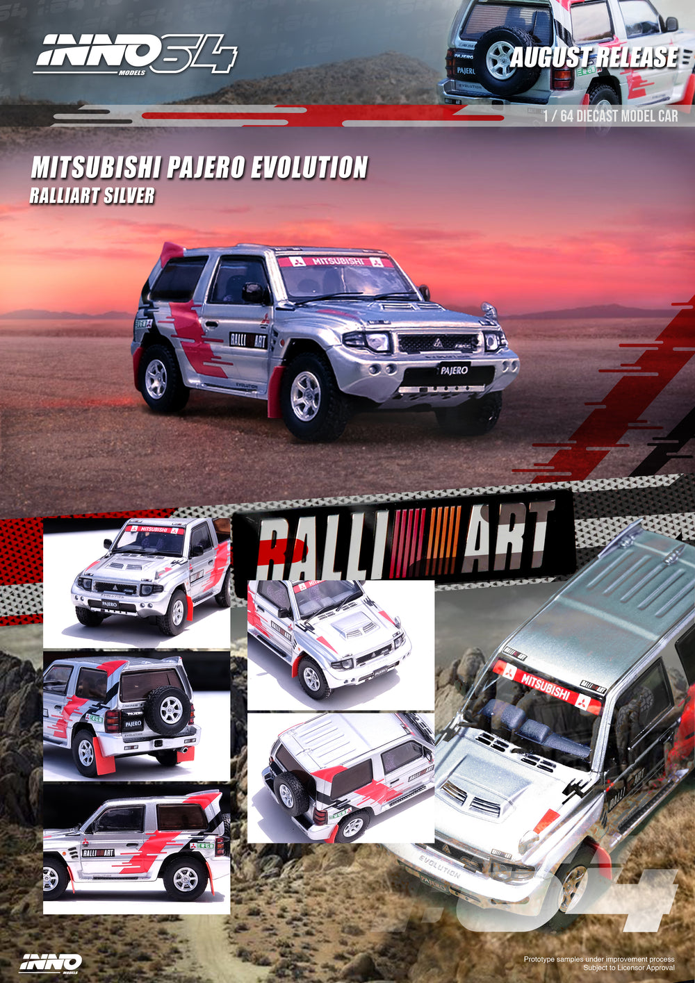 Inno64 1:64 Mitsubishi Pajero Evolution "RALLIART" Silver IN64-EVOP-RASIL