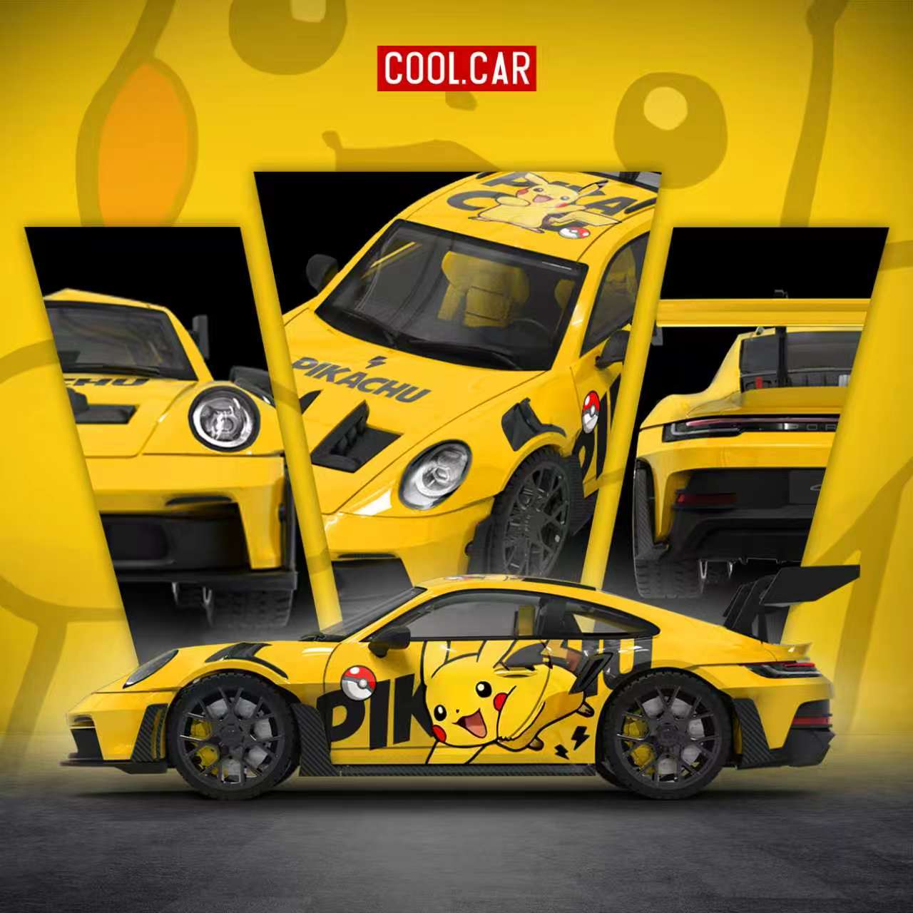 223.ライチュウ＆ピカチュウ Preorder] Cool Car 1:64 992 GT3 RS Pikachu Livery CC644651