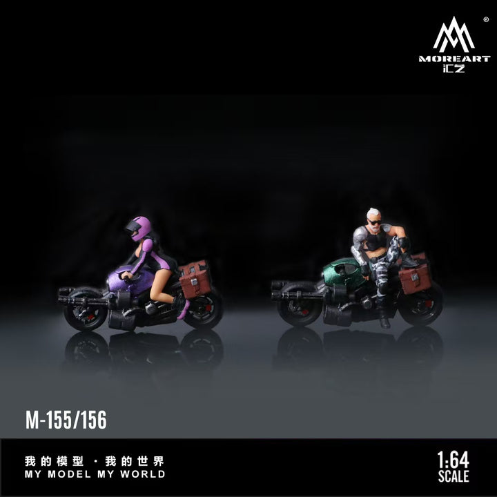[Preorder] MoreArt 1:64 BRIGHT GREEN FANTASY PURPLE MACHINE GUN MOTORCYCLE DOLL MO222155 MO222156