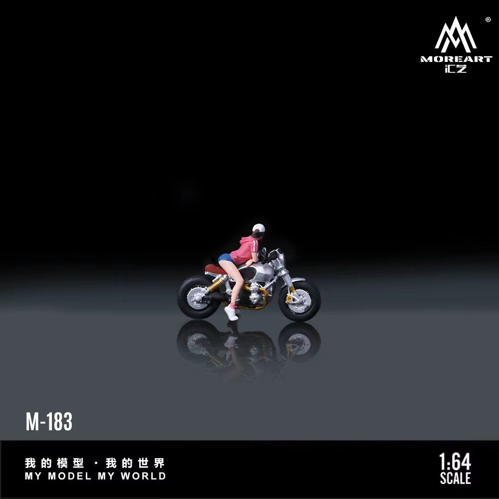 [Preorder] MoreArt 1:64 SILVER BMW R NINET MOTORCYCLE FASHION STYLED FEMALE RIDER MO222183