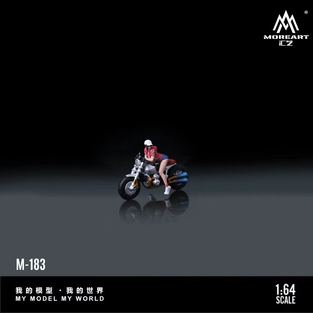 [Preorder] MoreArt 1:64 SILVER BMW R NINET MOTORCYCLE FASHION STYLED FEMALE RIDER MO222183