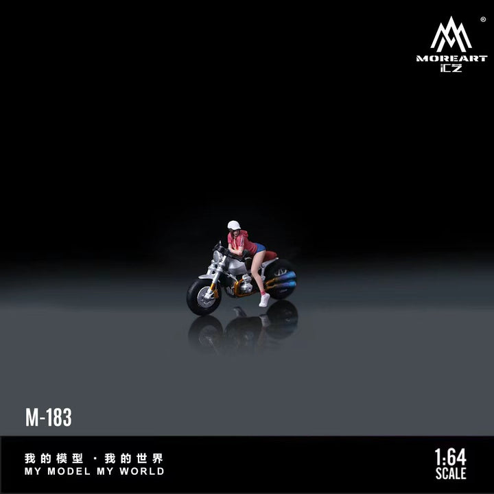 [Preorder] MoreArt 1:64 SILVER BMW R NINET MOTORCYCLE FASHION STYLED FEMALE RIDER MO222183