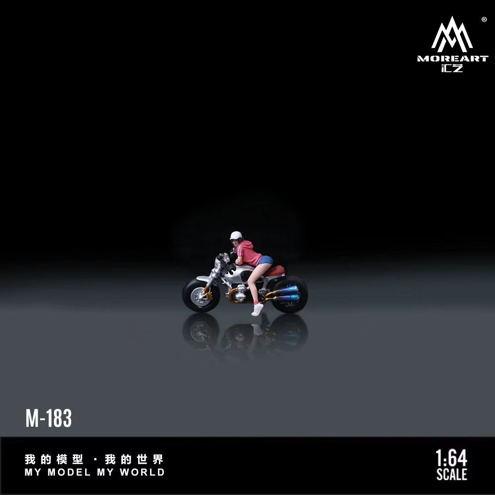 [Preorder] MoreArt 1:64 SILVER BMW R NINET MOTORCYCLE FASHION STYLED FEMALE RIDER MO222183