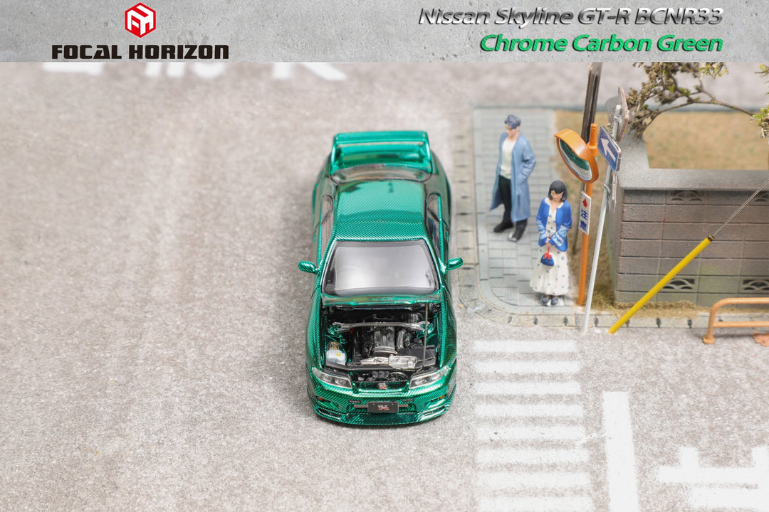 [Preorder] Focal Horizon 1:64 Nissan Skyline GTR R33 (BCNR33) Chrome Carbon Green