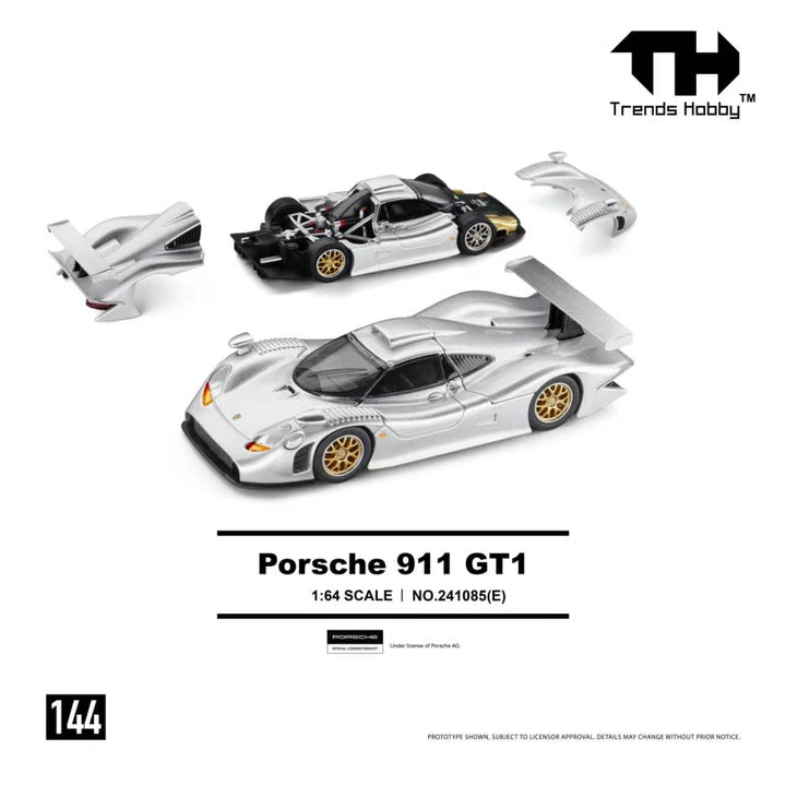 [Preorder] Trends Hobby 1:64 Porsche 911 GT1 1998 Silver 241085(E)