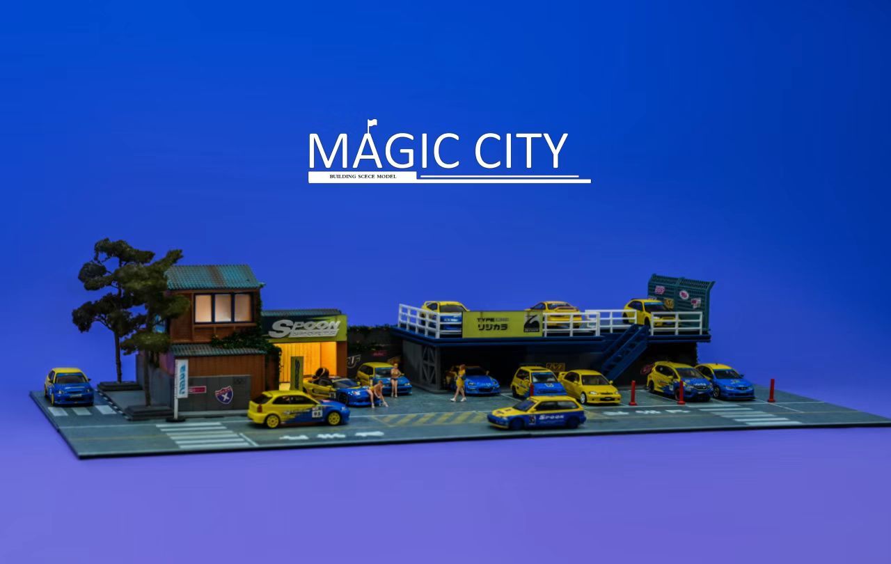 Magic City 1:64 Diorama Spoon Japanese Building & Double Decker