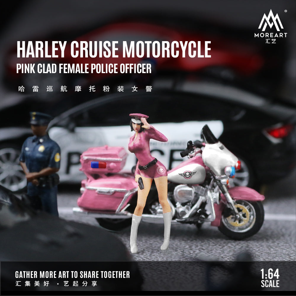 [Preorder] MoreArt 1:64 HARLEY CRUISE MOTORCYCLE PINK CLAD FEMALE POLICE OFFICER